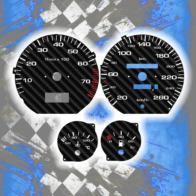 Tachoscheiben DEIN-TACHO.DE für Audi 100 200 C4 Carbon Style