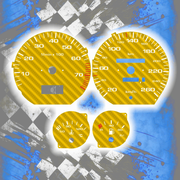 Tachoscheiben für AUDI 100 200 C4 - CARBON STYLE 3 Tachoscheiben DEIN-TACHO.DE für Audi 100 200 C4 Carbon Style