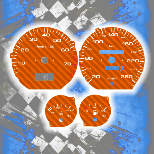 Tachoscheiben für AUDI 100 200 C4 - CARBON STYLE 4 Tachoscheiben DEIN-TACHO.DE für Audi 100 200 C4 Carbon Style