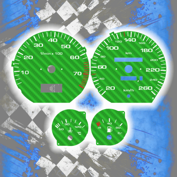 Tachoscheiben für AUDI 100 200 C4 - CARBON STYLE 6 Tachoscheiben DEIN-TACHO.DE für Audi 100 200 C4 Carbon Style
