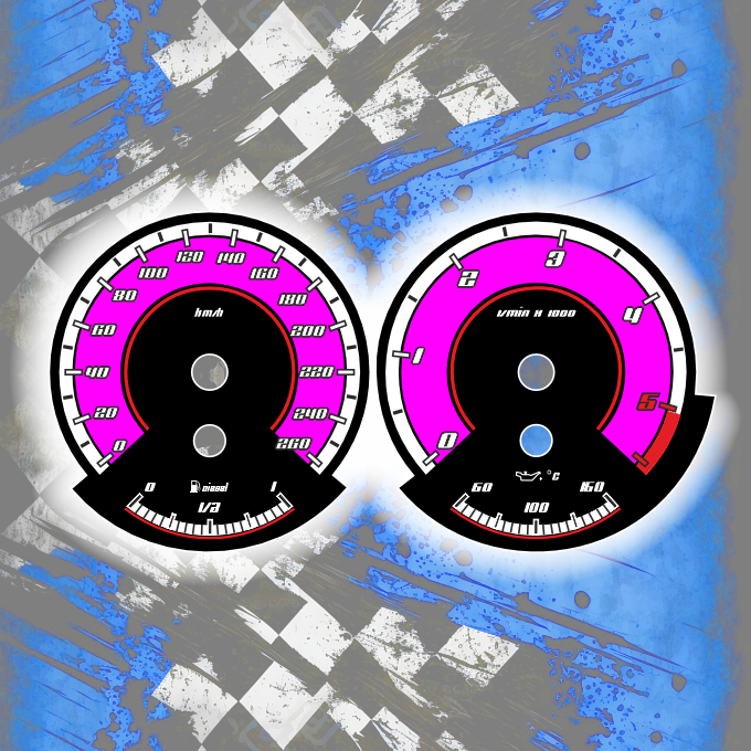 Tachoscheiben DEIN-TACHO.DE für BMW E6X E7X E9X NEW FACE MAGENTA
