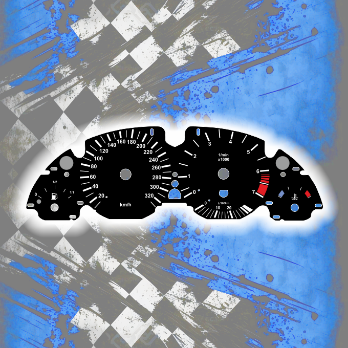 Tachoscheiben für BMW E38 E39 E53 Alp Black 330kmh