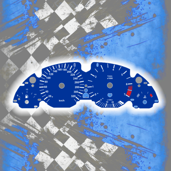 DEIN-TACHO-DE-BMW-E39-320-BENZIN-ALP-BLUE Tachoscheiben für BMW E38 E39 E53 Alp Blue 330kmh
